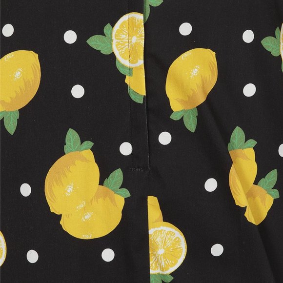 Collectif Mainline Matilde Polka Lemon Swing Skirt - Picture 6 of 11